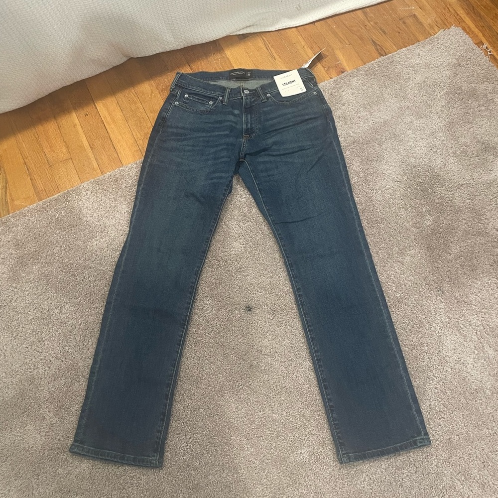 Abercrombie and Fitch straight leg dark wash jeans